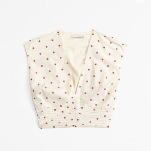Polka Dot Poplin Plunge Top